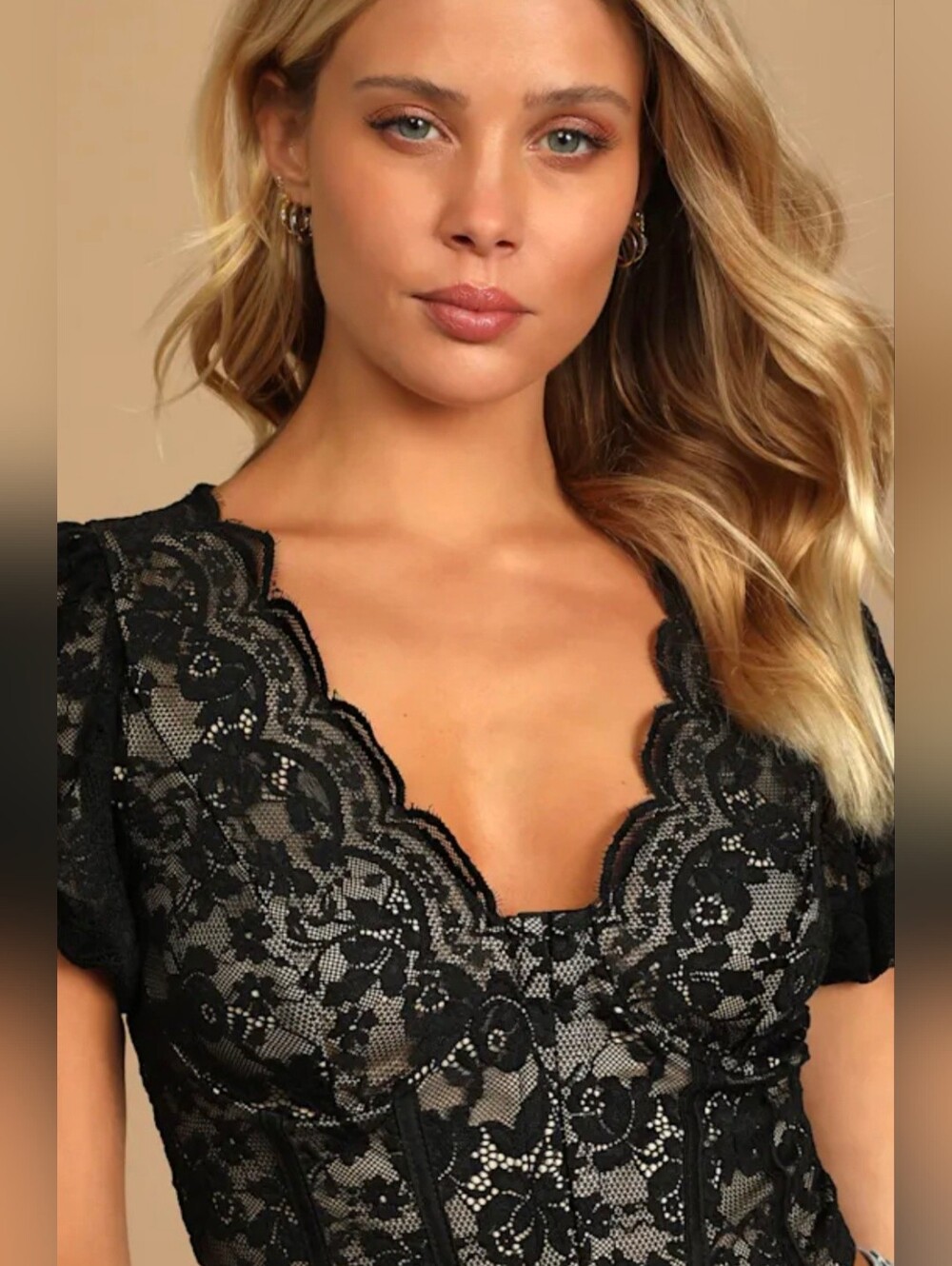 Lulus Sultry Black Lace Corset Crop Top Size Small - Picture 2 of 5